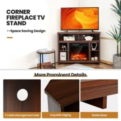 Costway Corner TV Stand Entertainment Console Center W/Adjustable Shelves -Costway GUEST b040b117 4093 420c a609 b8918d8bbdd8
