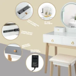 Costway Vanity Table 3 Color Lighting Modes MakeUp Stool Jewelry 17 Costway Vanity Table 3 Color Lighting Modes MakeUp Stool Jewelry -Costway GUEST b042d6f4 e756 4dcb 976c d012e762da90