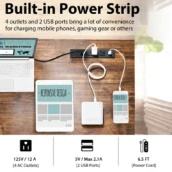 Costway 55'' Computer Desk Home Office PC Workstation W/ Power Outlets & USB Ports Rustic / Black -Costway GUEST b05ce448 5e5f 47ab ae97 34cbd41a9ad5