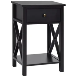 Costway Nightstand Chair Side End Table With Drawer & Shelf Bedroom Furniture White BrownBlack -Costway GUEST b06b5e67 390d 4687 b48c ab280e7538bc