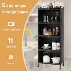 Costway 5-Tier Kitchen Baker's Rack Storage Cabinet Mobile Microwave Stand Flip-up Doors 16 Costway 5-Tier Kitchen Baker's Rack Storage Cabinet Mobile Microwave Stand Flip-up Doors -Costway GUEST b0768aff dac8 4817 aa23 2c14c865de10