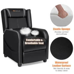 Costway Massage Gaming Recliner Chair Single Living Room Sofa Home Theater Seat PurpleGray -Costway GUEST b07bf13c 5bc1 4bc8 9628 267947789dbe