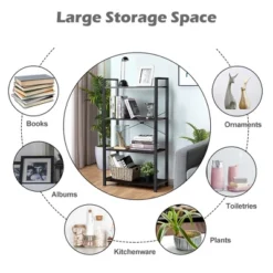 Costway 4-Tier Bookshelf Industrial Bookcase Diaplay Shelf Storage Rack Rustic BrownBlack -Costway GUEST b0839e43 75b3 4cd5 abac 0fcff231fec3