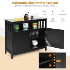 Costway Kitchen Buffet Server Sideboard Storage Cabinet W/2 Doors & Shelf WhiteBlack -Costway GUEST b0cd260d cebc 4607 8736 bc256e78e402