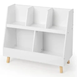 Costway 5-Cube Kids Bookshelf And Toy Organizer Wooden Storage Bookcase With Wood Legs -Costway GUEST b0ee5aeb f921 42dd 8649 81fd35c08a0e