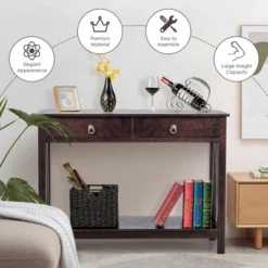 Costway Console Table Accent Sofa Side Table With Drawer Shelf Entryway Espresso -Costway GUEST b0f8b14c 9245 41c0 b109 7bff67b469e3