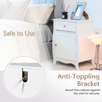 Costway 2PCS Nightstand With Drawer Cabinet Curved Legs Sofa Side End Accent Table White 9 Costway 2PCS Nightstand With Drawer Cabinet Curved Legs Sofa Side End Accent Table White - Image 7