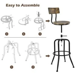 Costway Set Of 4 Industrial Bar Stool Adjustable Swivel Counter-Height Dining Side Chair -Costway GUEST b159584a c6ab 4d35 b89b 615f268c621e
