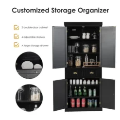 Costway Kitchen Cabinet Pantry Cupboard Freestanding W/Shelves Grey/Espresso -Costway GUEST b16b13ef a420 4833 9ace 48080b97471f