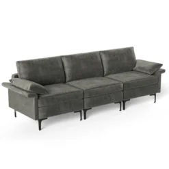 Costway Modern Modular Fabric 3-Seat Sofa Couch Living Room Furniture W/ Metal Legs BlueGrey -Costway GUEST b197bf80 0fd0 4da5 96bf d4fc9d44a46b