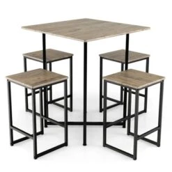 Costway 5-Piece Dining Table Set Kitchen Square Square Space-saving Table Set With Stools -Costway GUEST b1a25ba0 a37d 463c aad6 d273e159d395