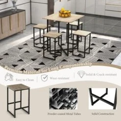 Costway 5-Piece Dining Table Set Kitchen Square Square Space-saving Table Set With Stools -Costway GUEST b1a30a27 576b 4ebe 8c25 f4894fa20f7c