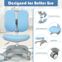 Costway Kids Study Desk Chair Adjustable Height Depth W/Sit-Brake Casters -Costway GUEST b1bd0103 8a6e 440c bbb6 626c2835fed5