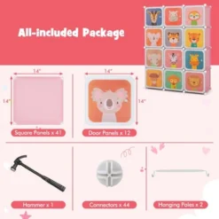 Costway 12-Cube Kids Wardrobe Baby Dresser Bedroom Armoire Clothes Hanging Closet With Door Blue/Pink 21 Costway 12-Cube Kids Wardrobe Baby Dresser Bedroom Armoire Clothes Hanging Closet With Door Blue/Pink -Costway GUEST b1c41f6f f654 4a02 88d5 93b7c642c189