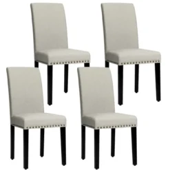 Costway Set Of 4 Fabric Dining Chairs W/Nailhead Trim -Costway GUEST b1f827af 7bc6 4631 9e6d c4989aea45b8