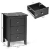 Costway Set Of 2 Nightstand End Beside Sofa Table W/ 3 Drawers Bedroom Furniture Black