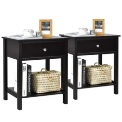 Costway 2PCS 2-Tier Nightstand Modern Side End Table W/ Drawer & Open Shelf -Costway GUEST b21aa046 dd1c 4945 b7aa 251e351370fb