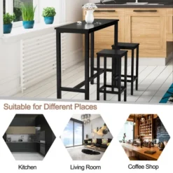 Costway 3 Pieces Bar Table Set Counter Height Breakfast Bar Dining Table W/Stools -Costway GUEST b254b6b0 3eaa 4148 ac8d 10e50ab14a1b