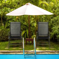 Costway 4PCS Patio Folding Dining Chair Recliner Adjustable Black -Costway GUEST b2960194 63a7 4cf7 85d8 fcdc86624b3a