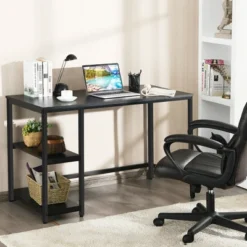 Costway 47'' Computer Desk Office Study Table Workstation Home W/ Adjustable Shelf Rustic Black/Coffee/Brown -Costway GUEST b29d807f 9629 47df 974e 2f503762b176