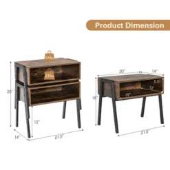 Costway 2PCS Stackable End Table Night Stand Bedside Table Shelf Accent Table -Costway GUEST b2cc3445 5854 4a88 aaaa d631c6148183