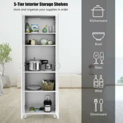 Costway 73.5''Double Door Tall Pantry Cabinet Freestanding Versatile Storage Organizer White -Costway GUEST b2ddc323 4f5a 458d 949f 12afb2b44d54