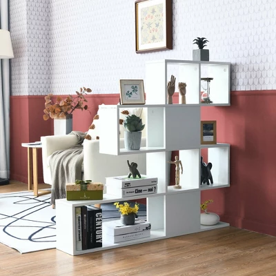 Costway 5-Tier Bookshelf Corner Ladder Bookcase Display Storage Rack White 4 Costway 5-Tier Bookshelf Corner Ladder Bookcase Display Storage Rack White - Image 2