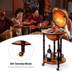 Costway 17.5'' Wood Globe Wine Bar Stand 16th Century Italian Rack Liquor Bottle Shelf -Costway GUEST b2f31ea8 85f9 49f4 9e77 80a90476fb14