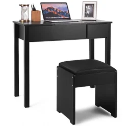 Costway Black Vanity Dressing Table Furniture Stool Storage Box -Costway GUEST b3314f0e 2079 4f8e b2d1 178c6b648475