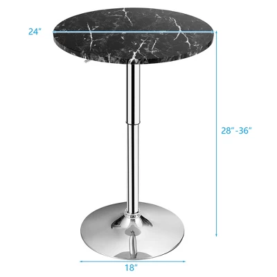 Costway 6PCS Round Bistro Bar Table Height Adjustable 360-degree Swivel WhiteBlack 5 Costway 6PCS Round Bistro Bar Table Height Adjustable 360-degree Swivel WhiteBlack - Image 3