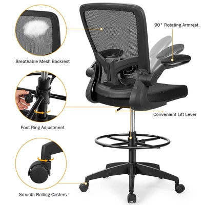 Costway Tall Office Chair Adjustable Height W/Lumbar Support Flip Up Arms 8 Costway Tall Office Chair Adjustable Height W/Lumbar Support Flip Up Arms - Image 6