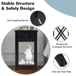 Costway Nightstand Chair Side End Table With Drawer & Shelf Bedroom Furniture White BrownBlack -Costway GUEST b3ad8837 2636 4bb1 9c30 dd9a52cbf0b6