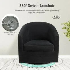 Costway Modern Swivel Barrel Chair Upholstered Velvet Armchair With Metal Base -Costway GUEST b3afc4af 83b5 4429 a0d3 6d83b77d80a5