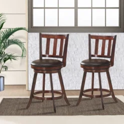 Costway Set Of 2 25'' Swivel Bar Stool Leather Padded Dining Kitchen Pub Bistro Chair High Back -Costway GUEST b3d770f4 ac21 465b a3b9 da8bc7d83215