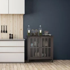 Costway Storage Buffet Cabinet Glass Door Sideboard Console Table Server Display Brown -Costway GUEST b4005355 5739 4215 8960 84edb9126294