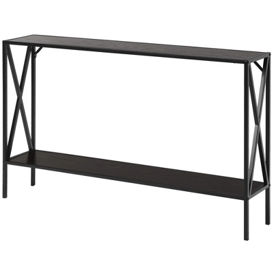 Costway Console Table 2 Tier Sofa Side Accent Table W/ Shelf Entryway Hallway Brown 5 Costway Console Table 2 Tier Sofa Side Accent Table W/ Shelf Entryway Hallway Brown - Image 3