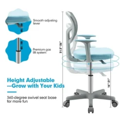 Costway Kids Desk Chair Adjustable Height Children Study Chair W/Auto Brake Casters Blue / Pink -Costway GUEST b4305d54 8508 47b7 bd35 0f627711bfcd