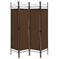 Costway 6 FT 4-Panel Folding Room Divider Freestanding Privacy Screen Steel Frame BrownBlackWhite -Costway GUEST b463e069 2b2e 4358 ab95 2b1b2eedb310