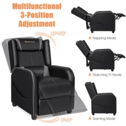 Costway Massage Gaming Recliner Chair Single Living Room Sofa Home Theater Seat PurpleGray -Costway GUEST b47a3d67 678a 4cc7 8730 d9d4bc548ec7