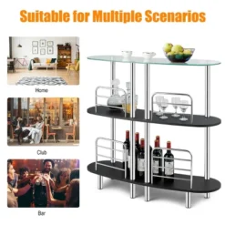 Costway Decorative Storage Cabinets Home Liquor Pub Table W/Tempered Glass Top & 2 Shelves -Costway GUEST b48f7973 cba3 4f6e b33a b6ae5dfb87c8