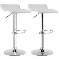 Costway Set Of 4 Swivel Bar Stool PU Leather Adjustable Kitchen Counter Bar Chair White -Costway GUEST b4925588 23ca 4f3e 97f0 1c8eb01a571f