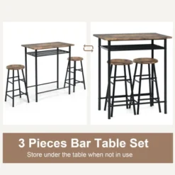 Costway 3 Pieces Bar Table Set Counter Height Dining Pub Table W/ 2 Stools -Costway GUEST b4a0bb1c a708 45eb ba5d 6ceb7b7fe6e0