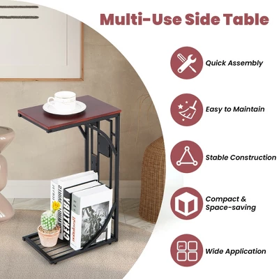 Costway 1PC2 PCS C-Shaped Side Sofa Narrow Snack Table For Living Room Bedroom Small Space 7 Costway 1PC2 PCS C-Shaped Side Sofa Narrow Snack Table For Living Room Bedroom Small Space - Image 5