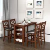 Costway 5PCS Pub Dining Table Set W/ Storage Shelves&4 Upholstered Chairs Walnut -Costway GUEST b520ce4c f256 4960 b8d7 c598142097c3