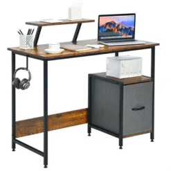 Costway Computer Desk Writing Workstation Home Office W/ Movable Storage Rack & Shelf -Costway GUEST b5388797 5c35 481f aebe ba630ccd7652