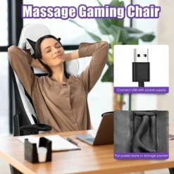 Costway Massage Gaming Chair Reclining Racing Office Computer Chair With Footrest White 15 Costway Massage Gaming Chair Reclining Racing Office Computer Chair With Footrest White -Costway GUEST b53ee615 3b36 4414 806f fb4e3530759e