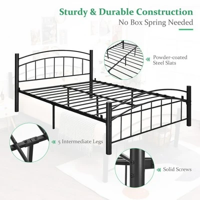 Costway Twin/Full/Queen Size Metal Bed Frame Platform Mattress Foundation With Headboard Footboard 10 Costway Twin/Full/Queen Size Metal Bed Frame Platform Mattress Foundation With Headboard Footboard - Image 8