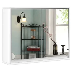 Costway Wall Mounted Bathroom Medicine Cabinet Storage Cabinet Double Mirror Door Organizer Shelf White -Costway GUEST b592ab02 2ad2 40a3 8243 e98b5b1b33f9