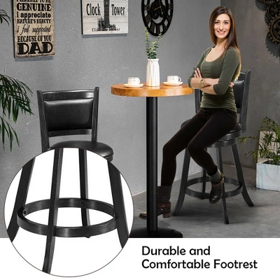 Costway 2PCS 24'' Swivel Counter Stool Dining Chair Upholstered Seat Black 9 Costway 2PCS 24'' Swivel Counter Stool Dining Chair Upholstered Seat Black - Image 7