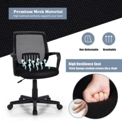 Costway Height Adjustable Mid-Back Mesh Chair Executive Chair W/ Lumbar Support -Costway GUEST b601e402 1291 4e1e 9e29 e45b0075b34f